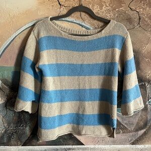 By Marlene Birger Linen Striped Knit Sweater